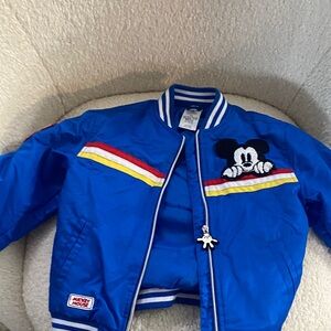 Blue Mickey Mouse Jacket with Red & Yellow Stripes